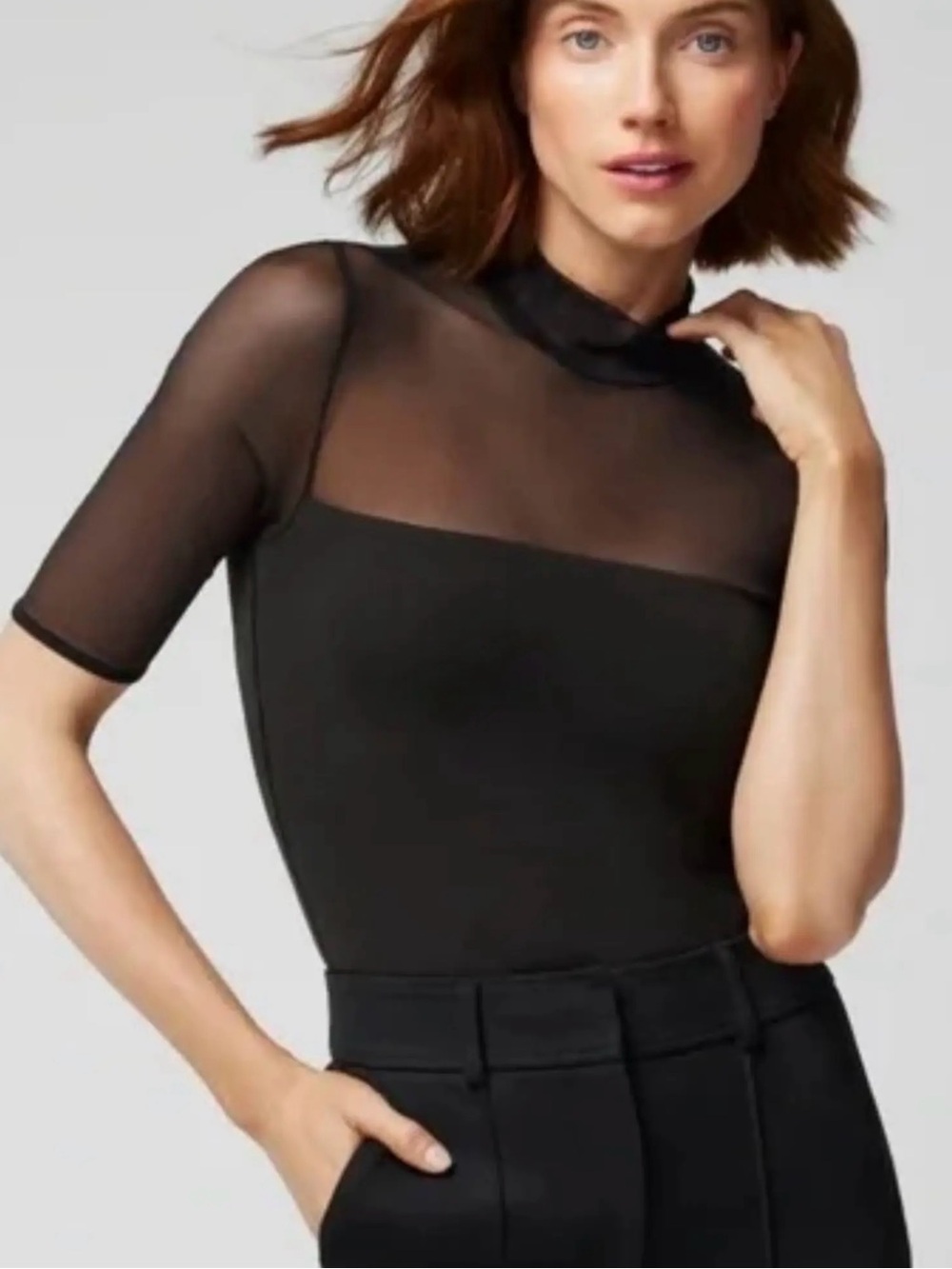 White House Black Market Illusion Mesh Top
